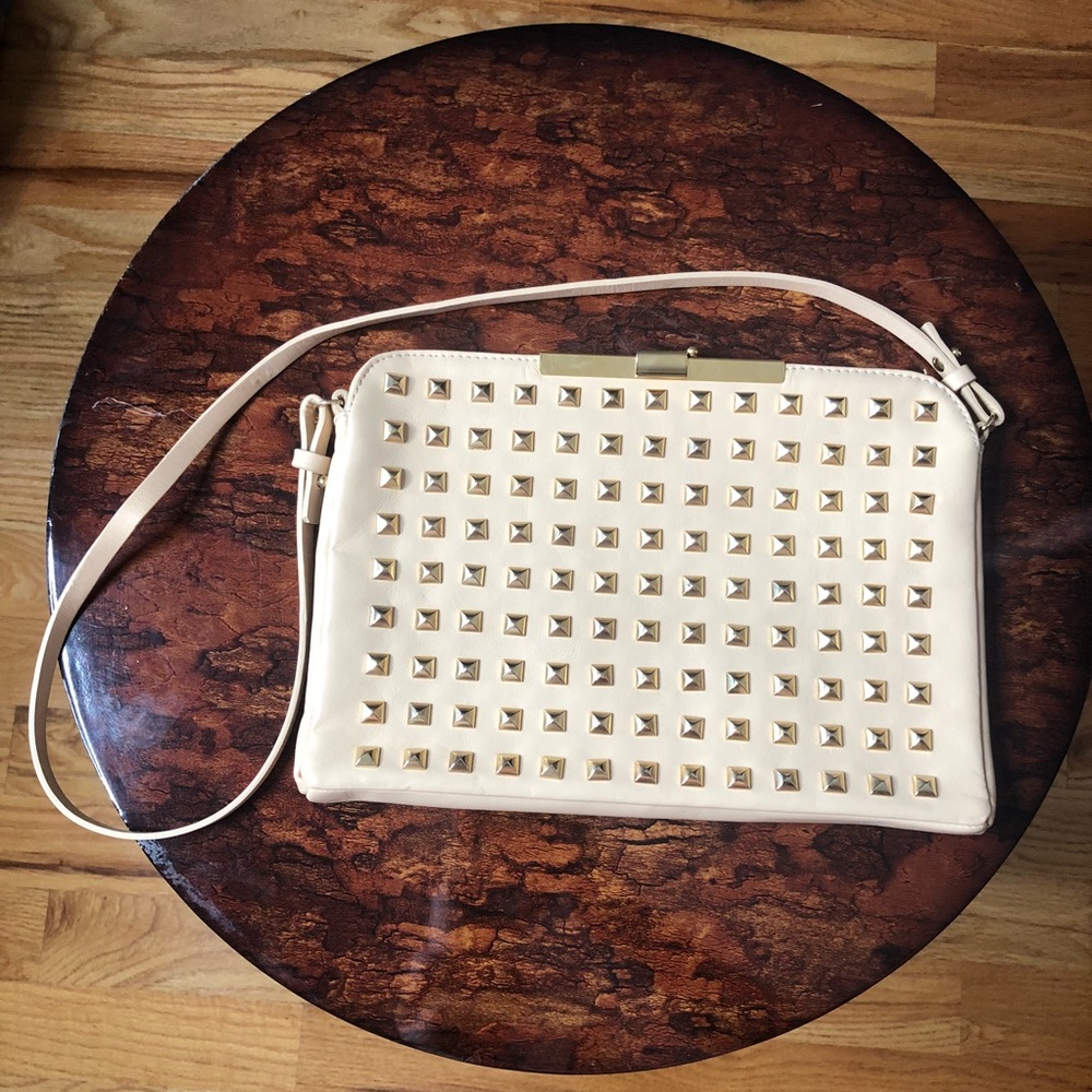 ZARA WHITE STUDDED SHOULDER BAG